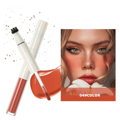 Double Ended Freckles Stamp Pen, Liquid Blush, Waterproof Lasting 2 in 1 Multiuse Stick, Natural Makeup Blusher