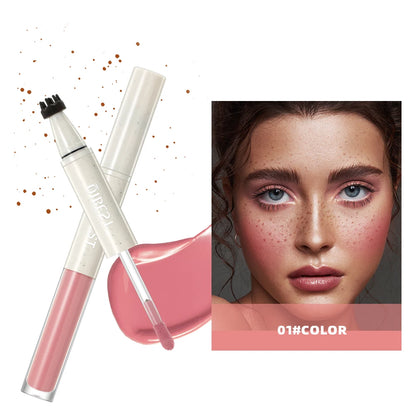 Double Ended Freckles Stamp Pen, Liquid Blush, Waterproof Lasting 2 in 1 Multiuse Stick, Natural Makeup Blusher