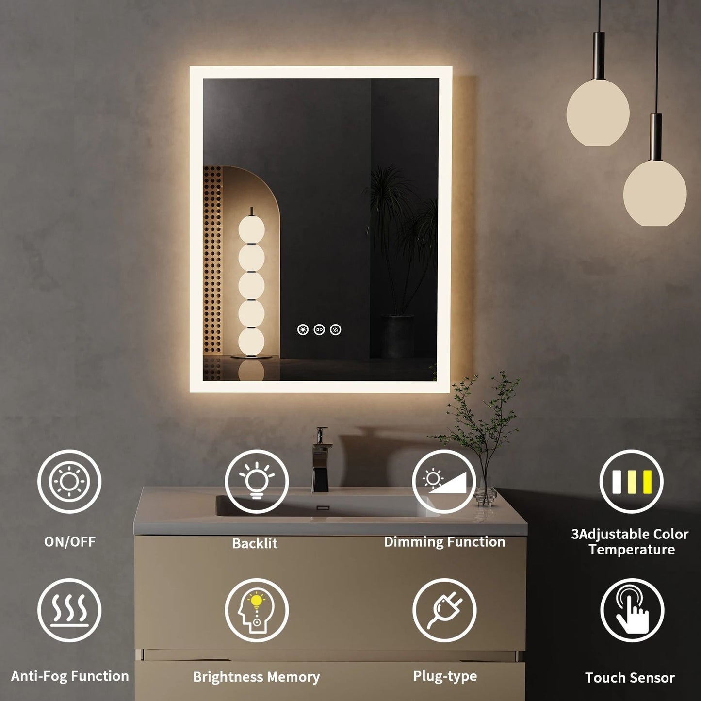 LED Lighted Vanity Mirror With AntiFog And Smart Touch 2