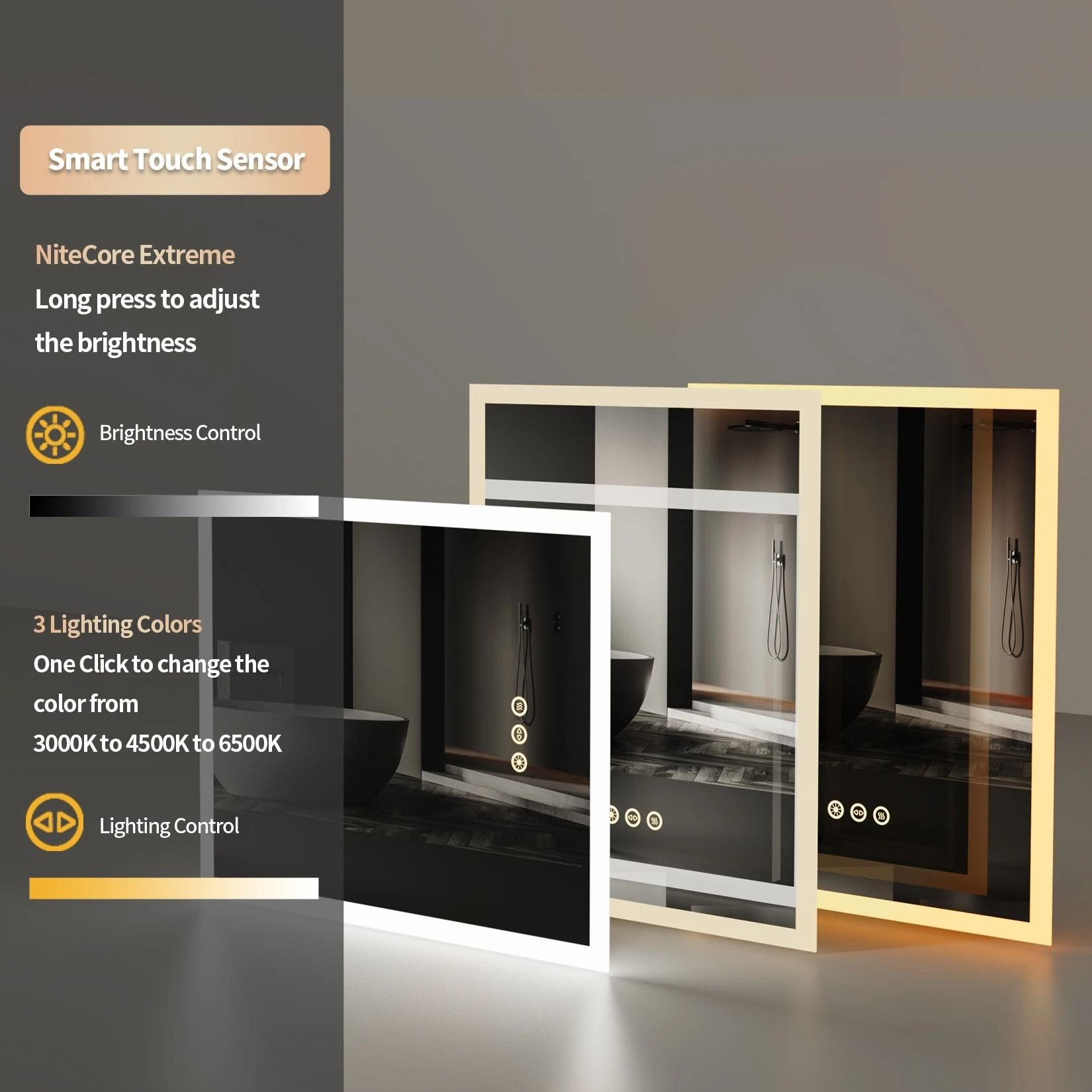 LED Lighted Vanity Mirror With AntiFog And Smart Touch 4