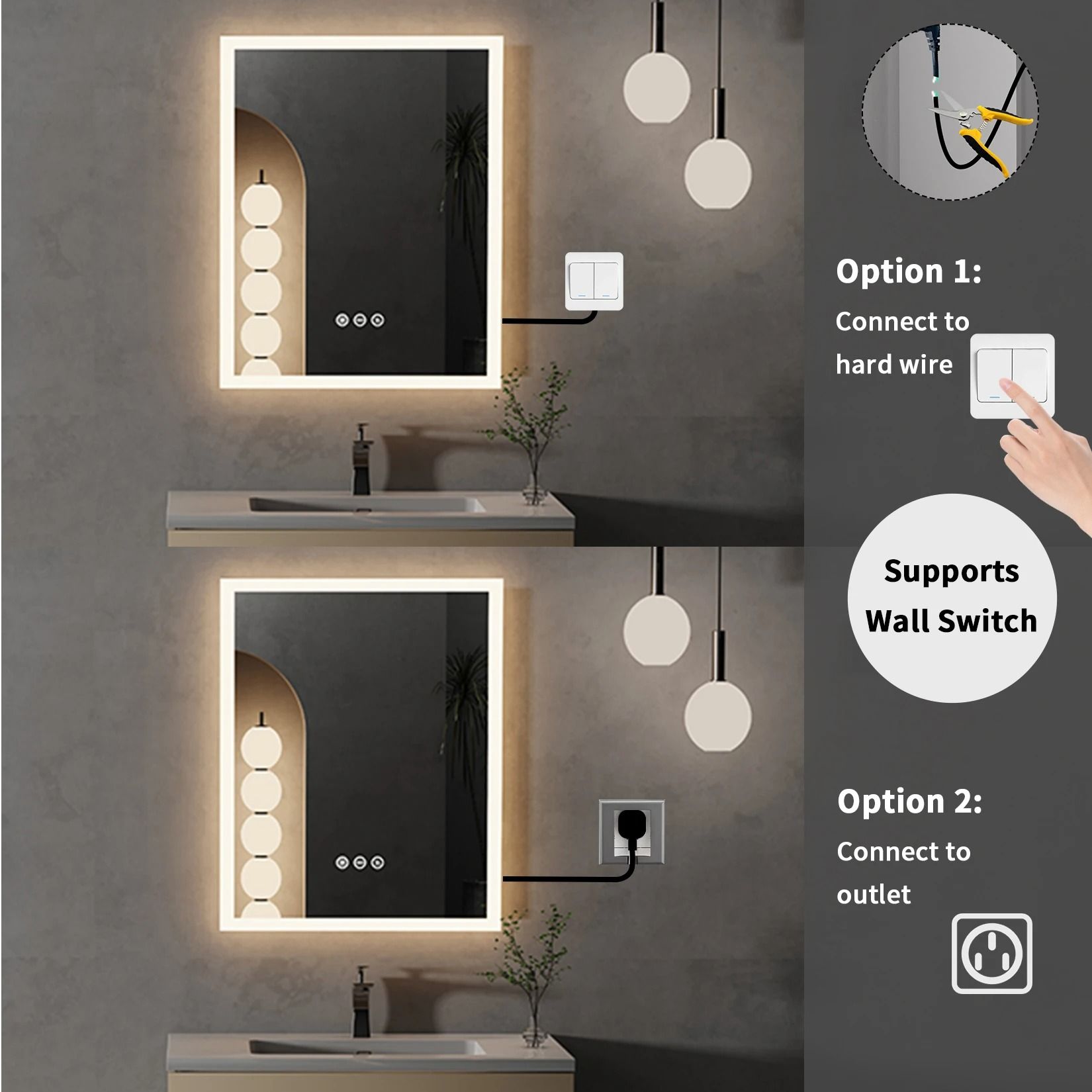 LED Lighted Vanity Mirror With AntiFog And Smart Touch 5