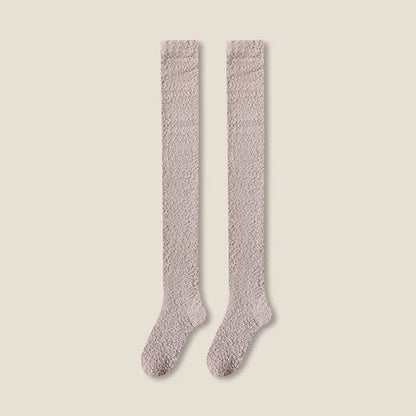 Winter Warm Coral Fleece Over Knee High Socks For Women 9