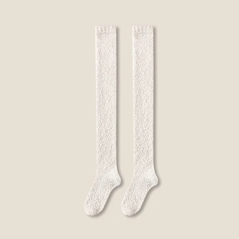 Winter Warm Coral Fleece Over Knee High Socks For Women 10