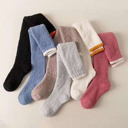 Winter Warm Coral Fleece Over Knee High Socks For Women 4