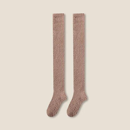 Winter Warm Coral Fleece Over Knee High Socks For Women 6