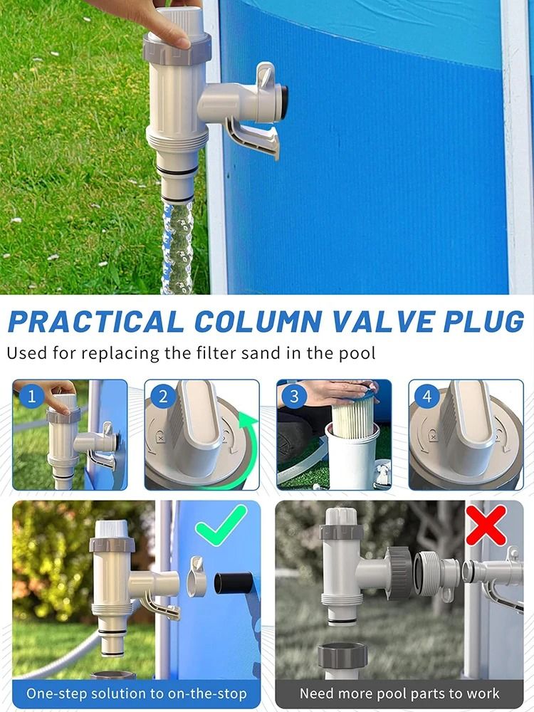 Durable PVC Pool Filter Pump Adapter With 32mm On Off Plunger Valve Leak Proof Replacement For Outd 4