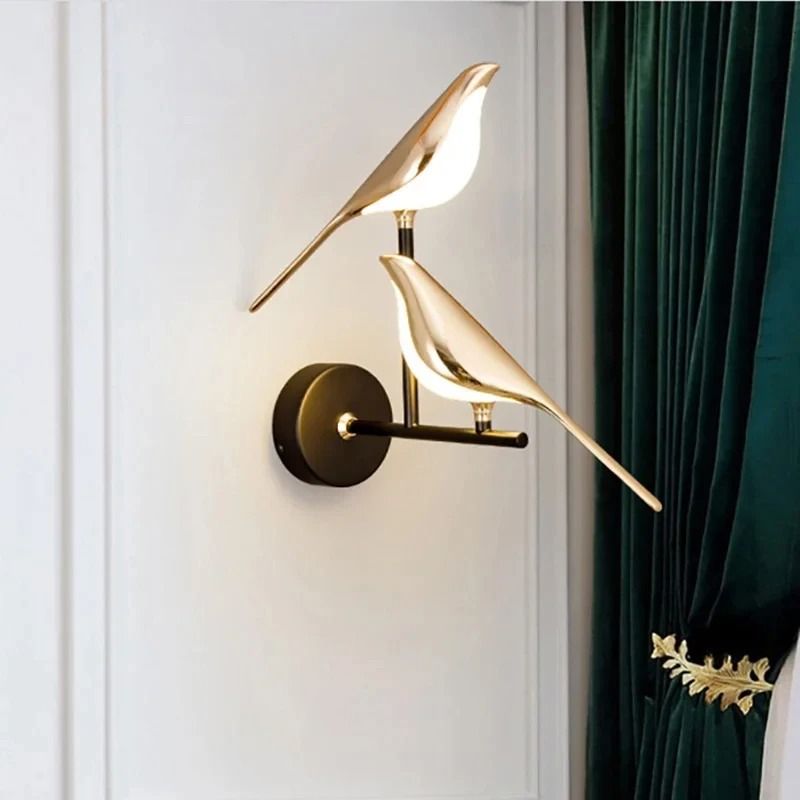 Nordic Golden Bird LED Wall Light for Bedroom Living Room and Bar Decoration