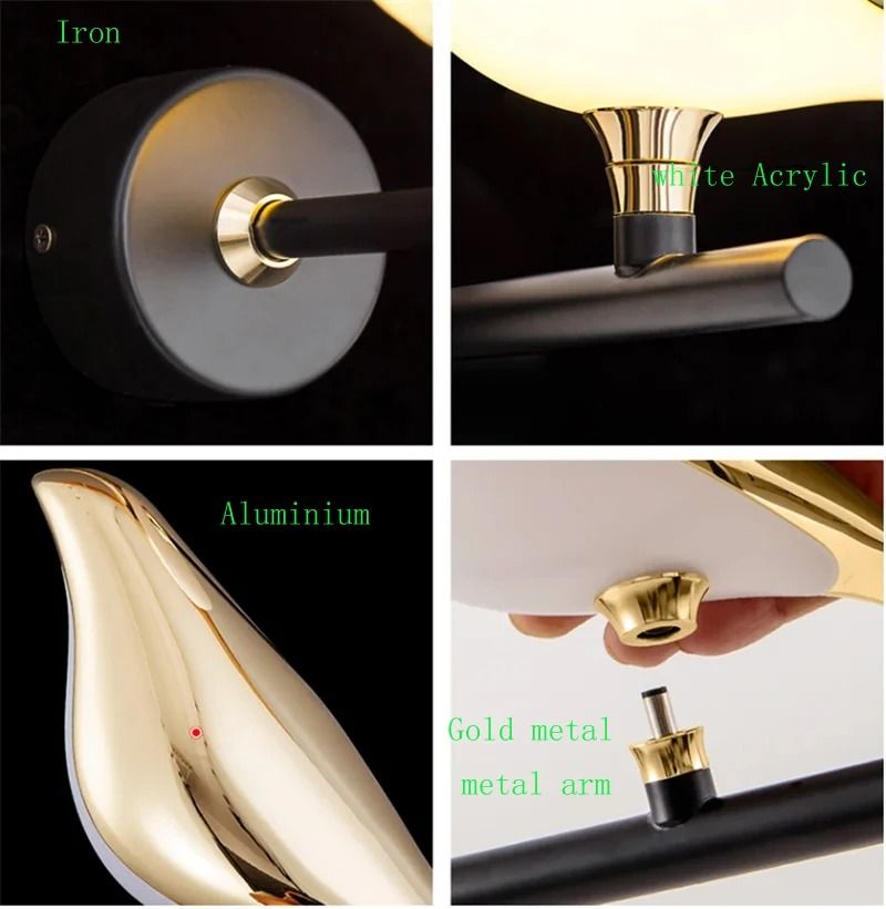 Nordic Golden Bird LED Wall Light For Bedroom Living Room And Bar Decoration 6