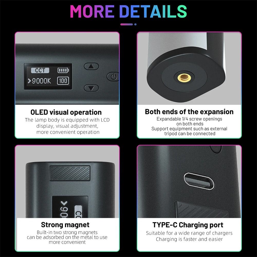 Magnetic RGB Video Light Wand 3