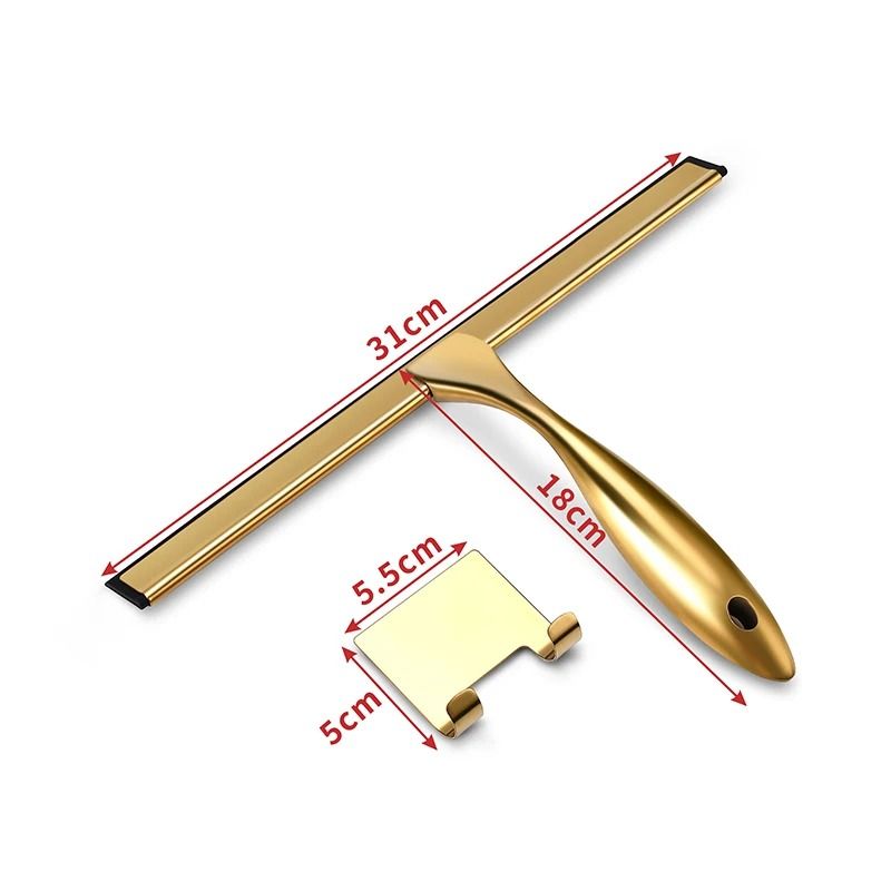 Stainless Steel Shower Squeegee With Hook For Bathroom Mirrors Tiles And Windows 8