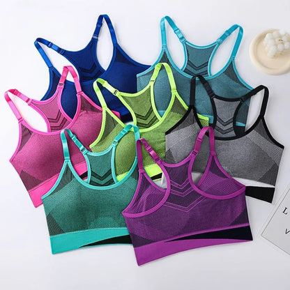 Women Breathable Mesh Shockproof Seamless Sports Bra with Double Layer Padding
