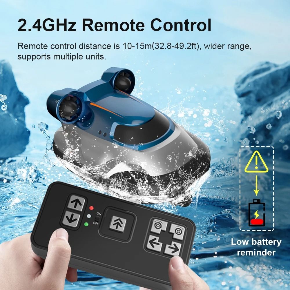 Mini RC Boat With LED Lights High Speed Electric Hovercraft Toy For Kids 4