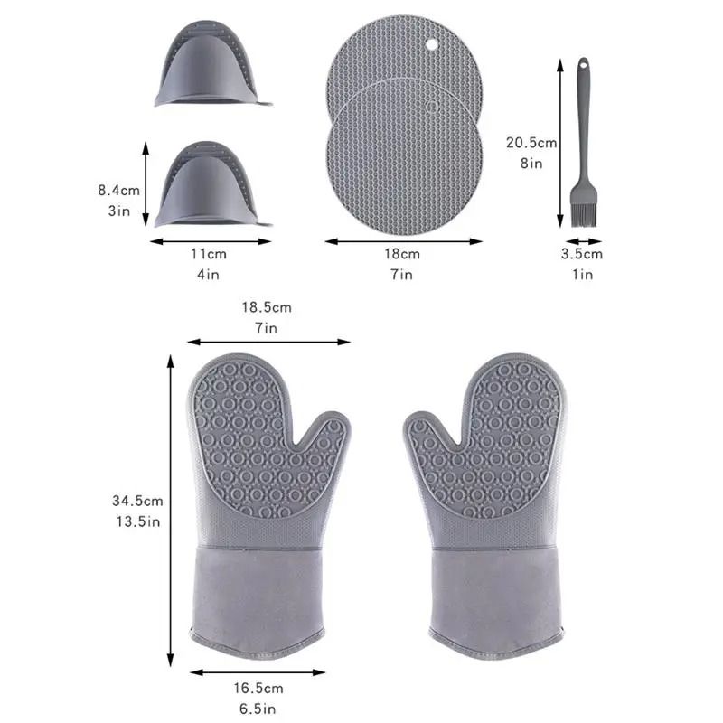 Silicone Heat Safety Gloves And Kitchen Accessories Toolkit 5