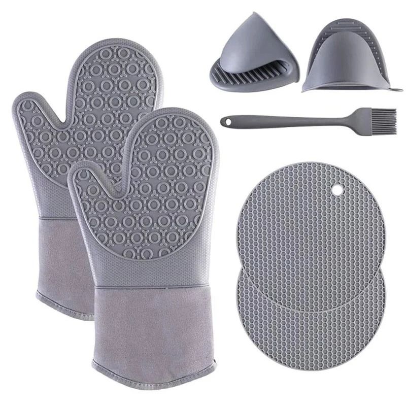 Silicone Heat Safety Gloves And Kitchen Accessories Toolkit 6