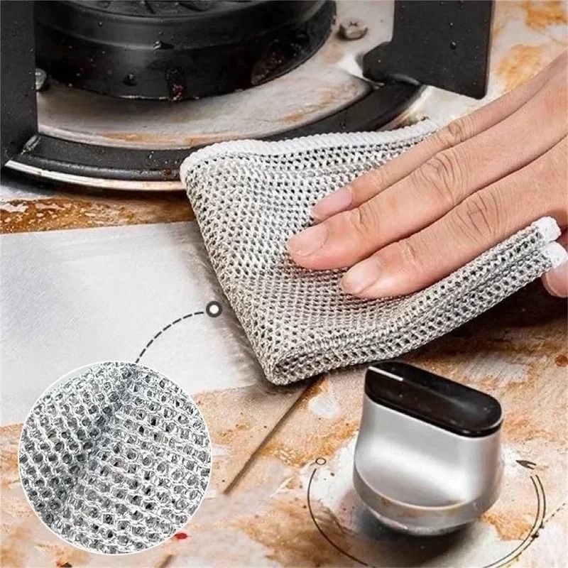 Double Sided Metal Steel Wire Dishcloth For Kitchen Cleaning Pots Pans And Dishes 3