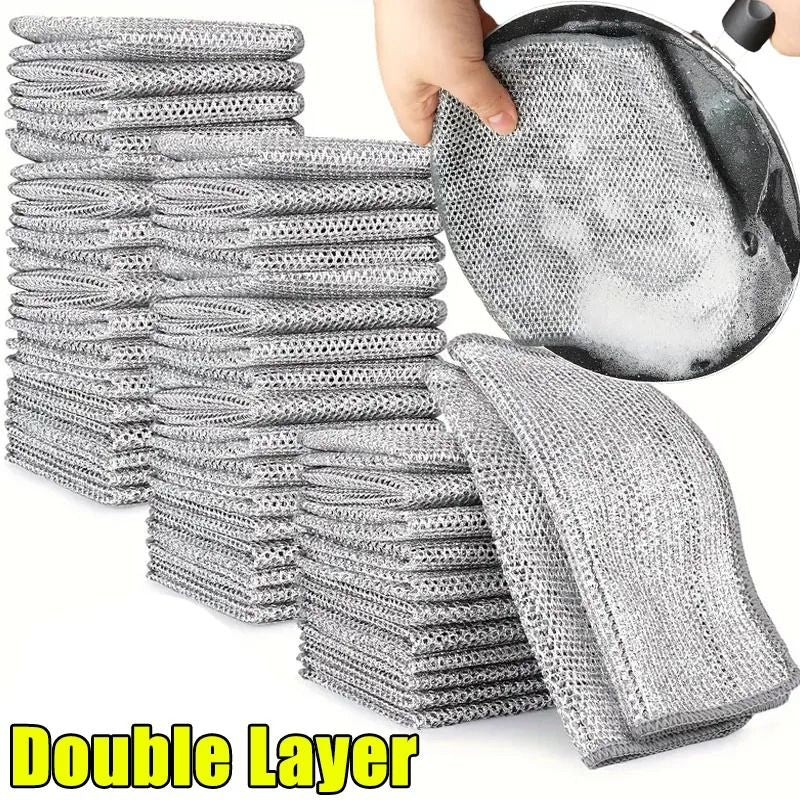 Double Sided Metal Steel Wire Dishcloth For Kitchen Cleaning Pots Pans And Dishes 7