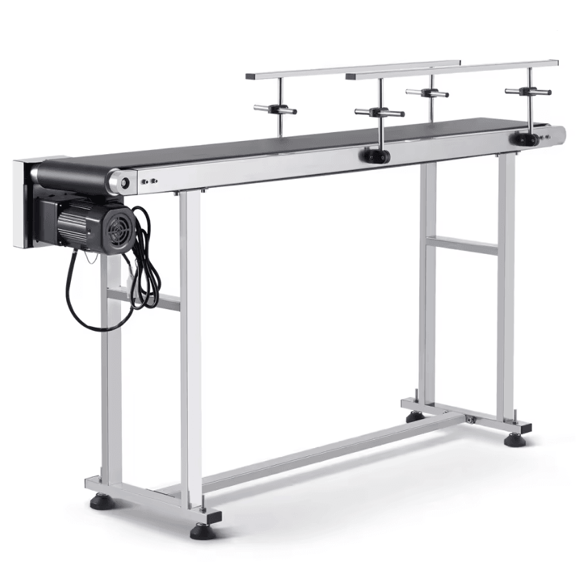 Heavy Duty Motorized PVC Belt Conveyor Double Guardrail