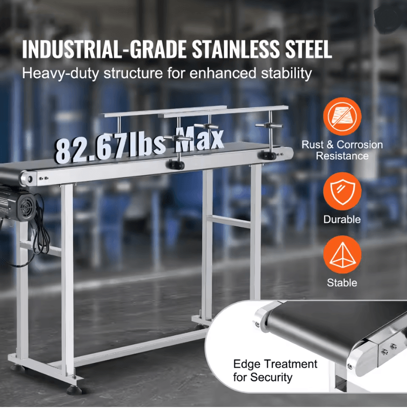 Heavy Duty Motorized PVC Belt Conveyor Double Guardrail 1