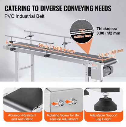 Heavy Duty Motorized PVC Belt Conveyor Double Guardrail 2