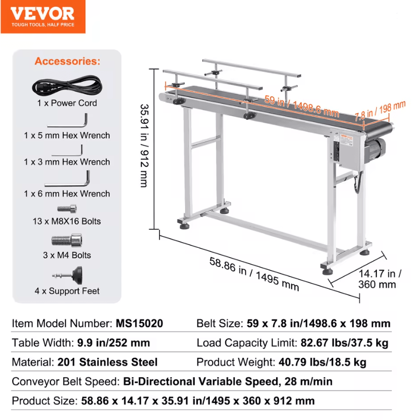 Heavy Duty Motorized PVC Belt Conveyor Double Guardrail 5