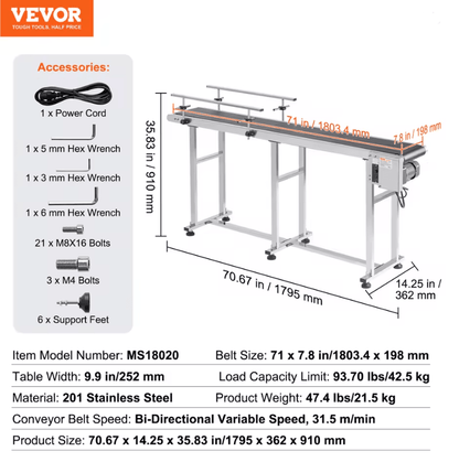 Heavy Duty Motorized PVC Belt Conveyor Double Guardrail 6