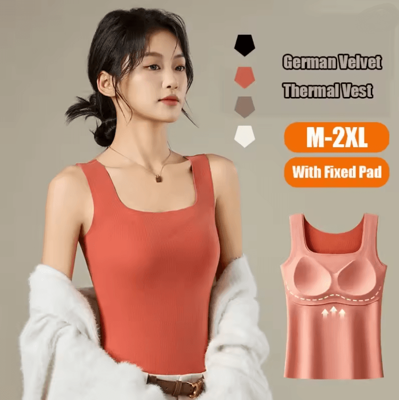 Velvet Thermal Tank with Built-in Chest Pad
