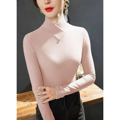 CozyLayer HalfHigh Collar Underlay Top  Thick Long Sleeve Thermal Tee 9