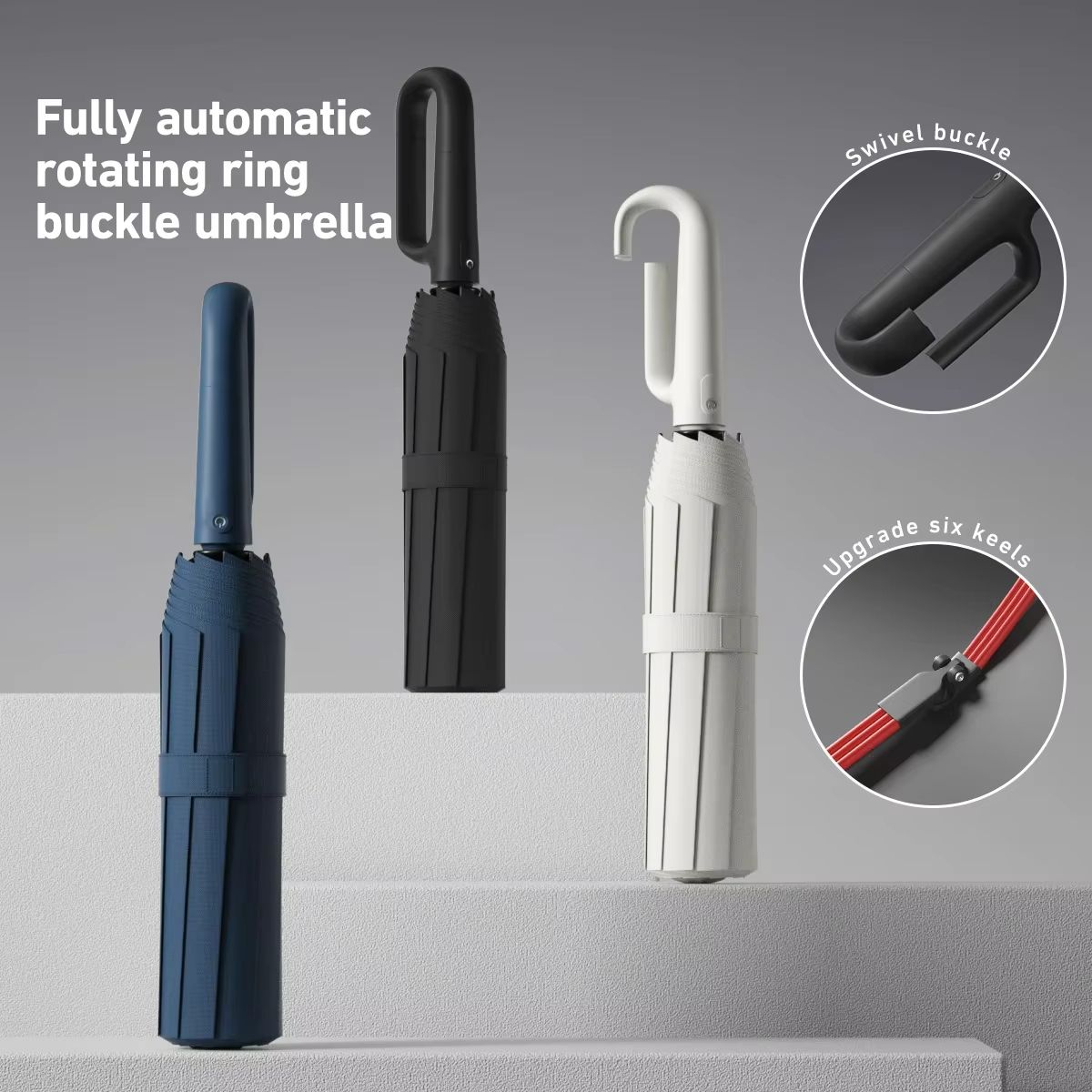 EverGuard RingBuckle Windproof Travel Umbrella  Oversized Rain  Sun Protection 1