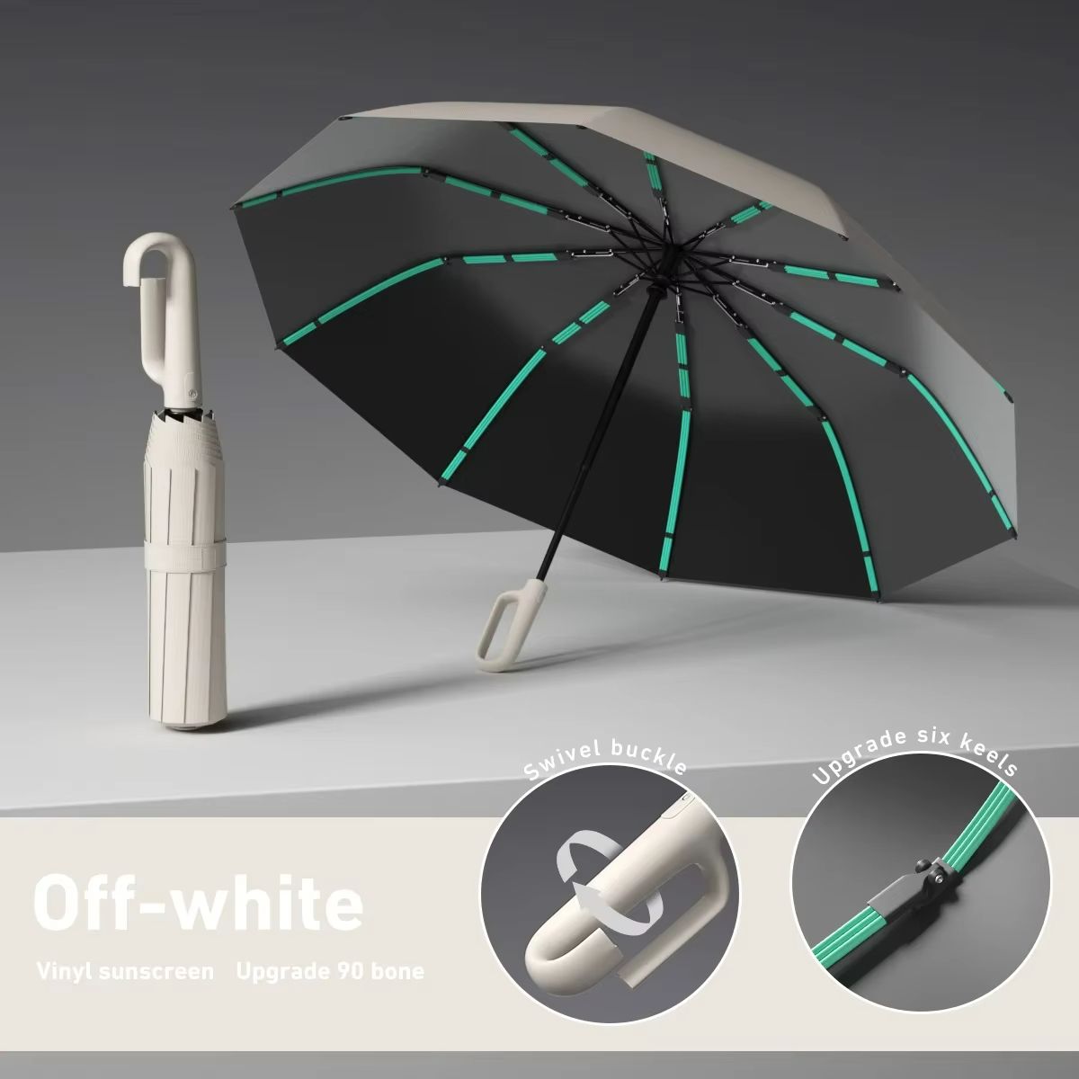 EverGuard RingBuckle Windproof Travel Umbrella  Oversized Rain  Sun Protection 20