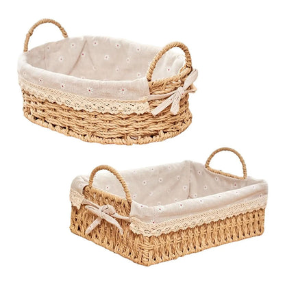 Woven HandNatural Storage Basket With Handles 2