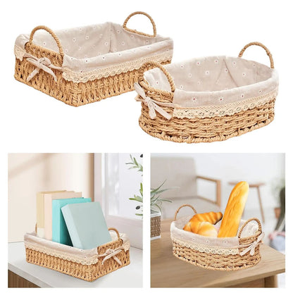 Woven HandNatural Storage Basket With Handles 3