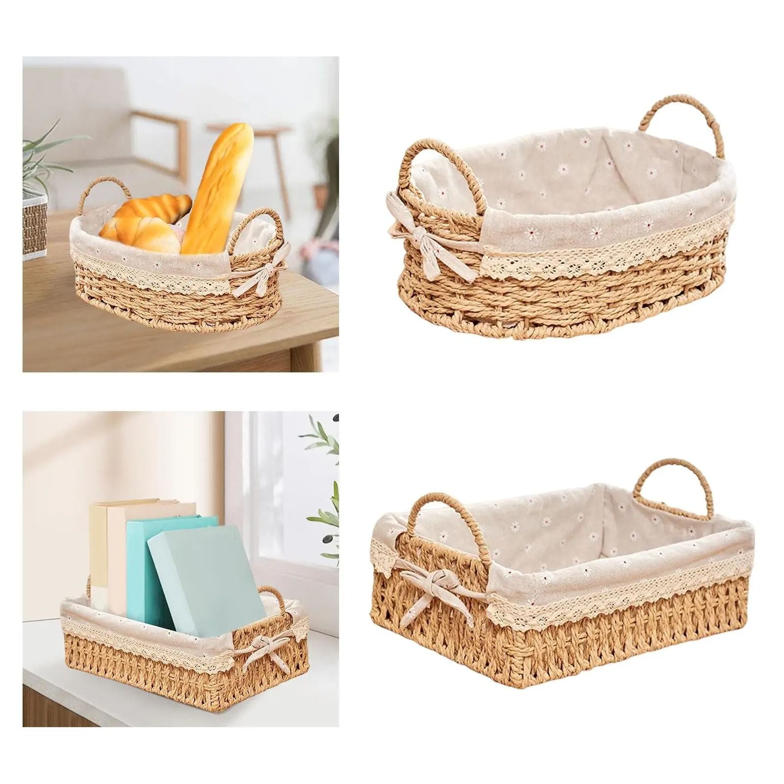 Woven HandNatural Storage Basket With Handles 5