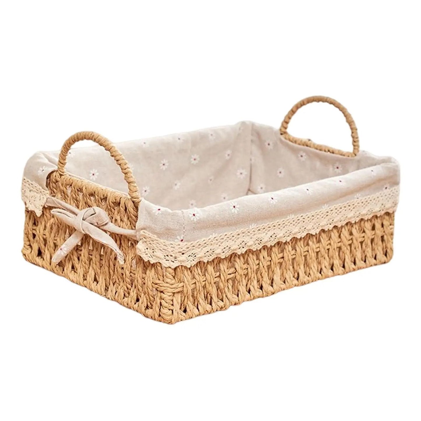 Woven HandNatural Storage Basket With Handles 6