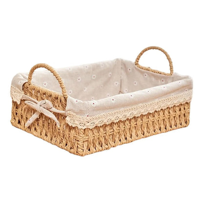 Woven HandNatural Storage Basket With Handles 6