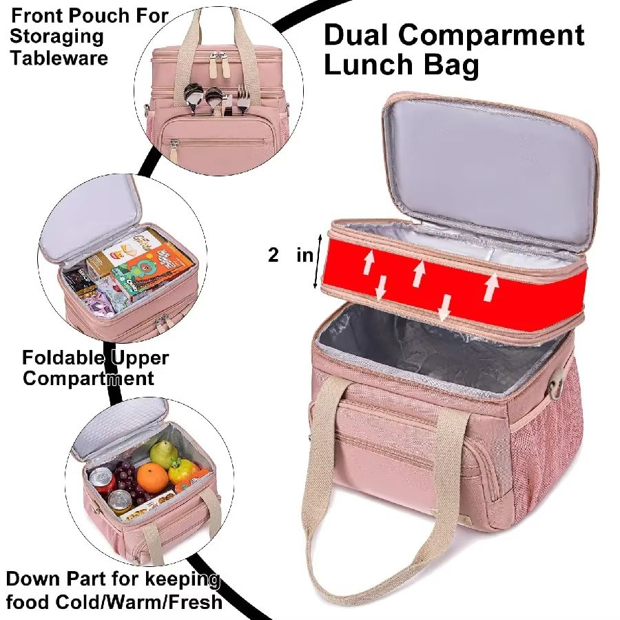 UrbanChic Insulated Lunch Bag  Dual Compartment 15 L Cooler For Women 3