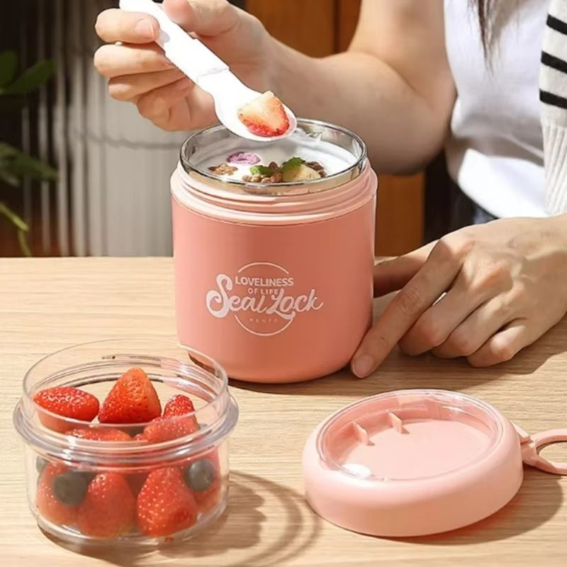 HeatLock DoubleLayer Insulated Soup  Salad Cup  Portable Stainless Steel Bowl 3