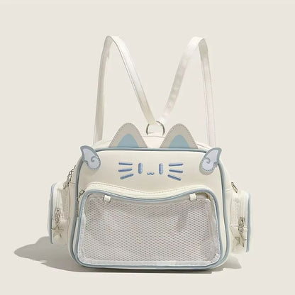 KawaiiCat Y2K Ita Bag Backpack  Transparent Pin Display CatEar Crossbody 6