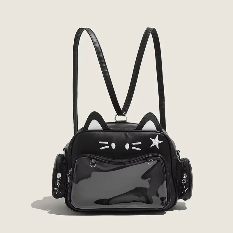 KawaiiCat Y2K Ita Bag Backpack  Transparent Pin Display CatEar Crossbody 8