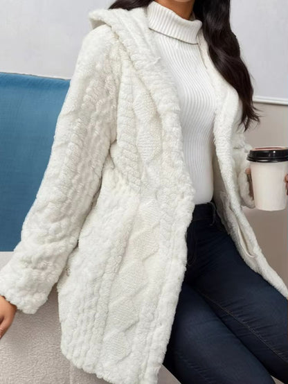 WinterHug Plus Size Faux Fur Coat  Hooded Button Cardigan In Plush 2