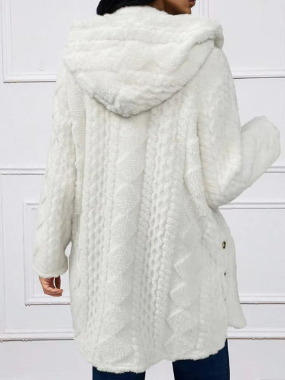 WinterHug Plus Size Faux Fur Coat  Hooded Button Cardigan In Plush 4