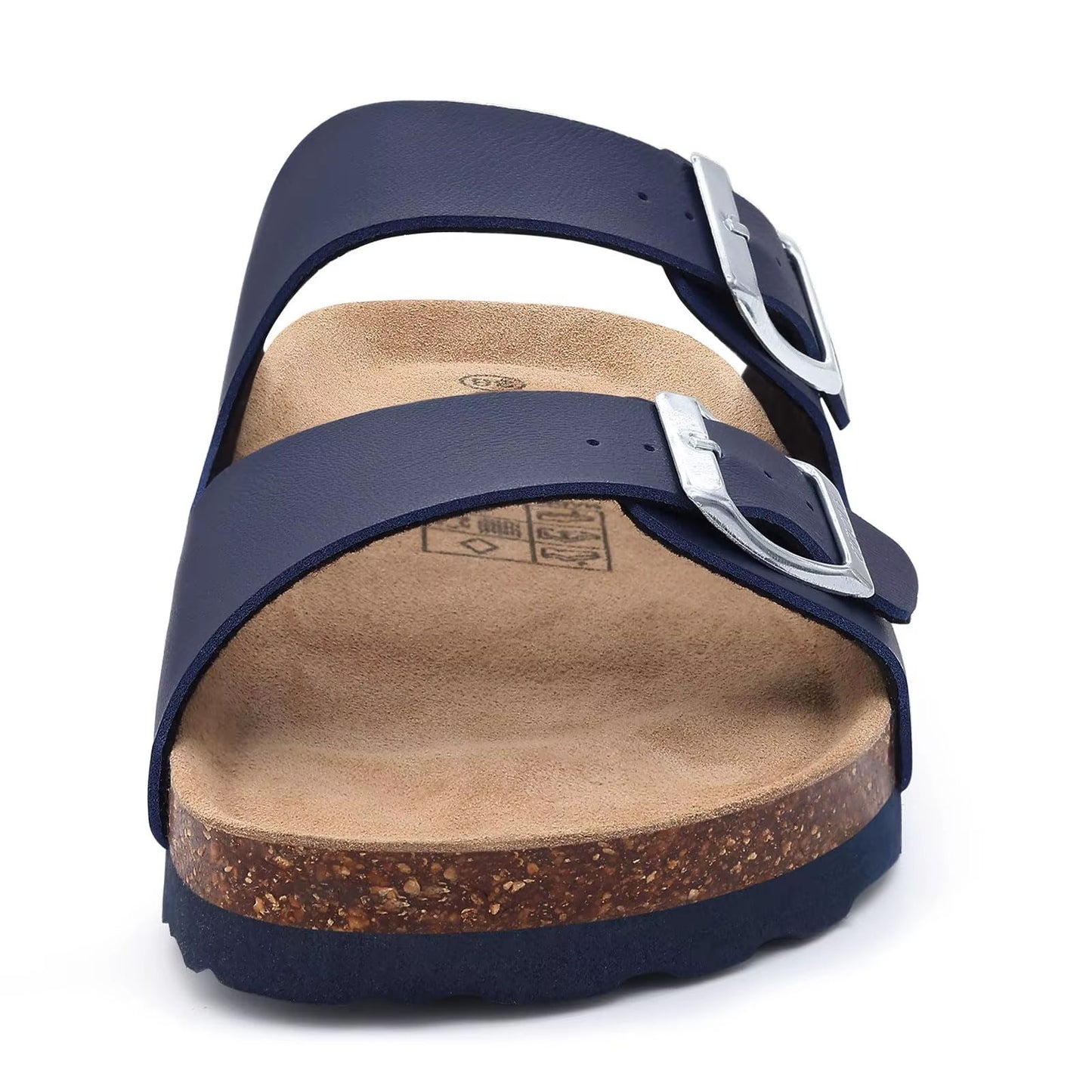 Comwarm Mens Cork Footbed Slide Sandals Adjustable Buckle Leather Summer Sandals 3