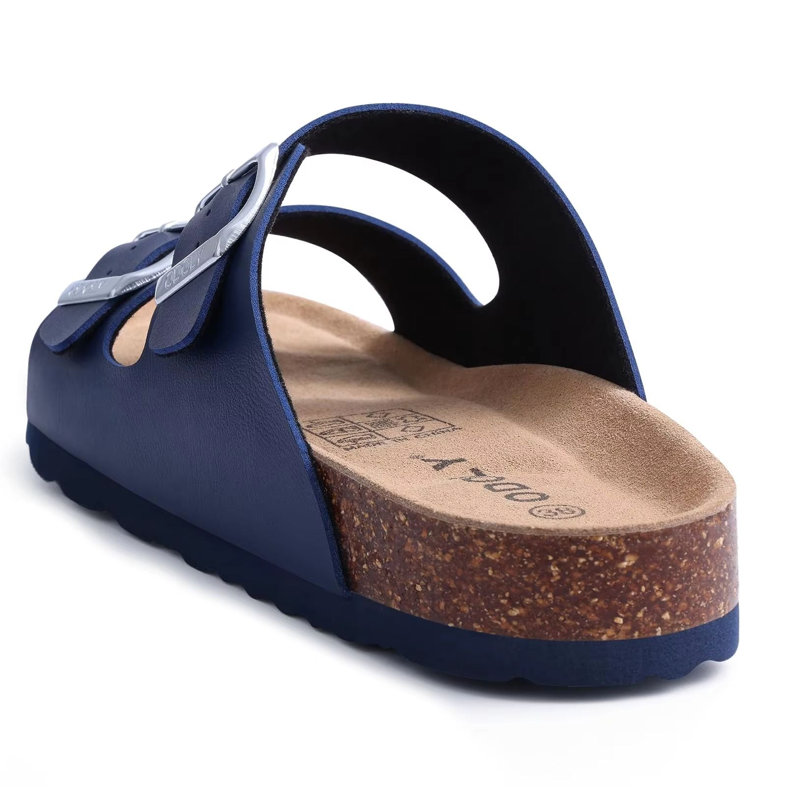 Comwarm Mens Cork Footbed Slide Sandals Adjustable Buckle Leather Summer Sandals 4
