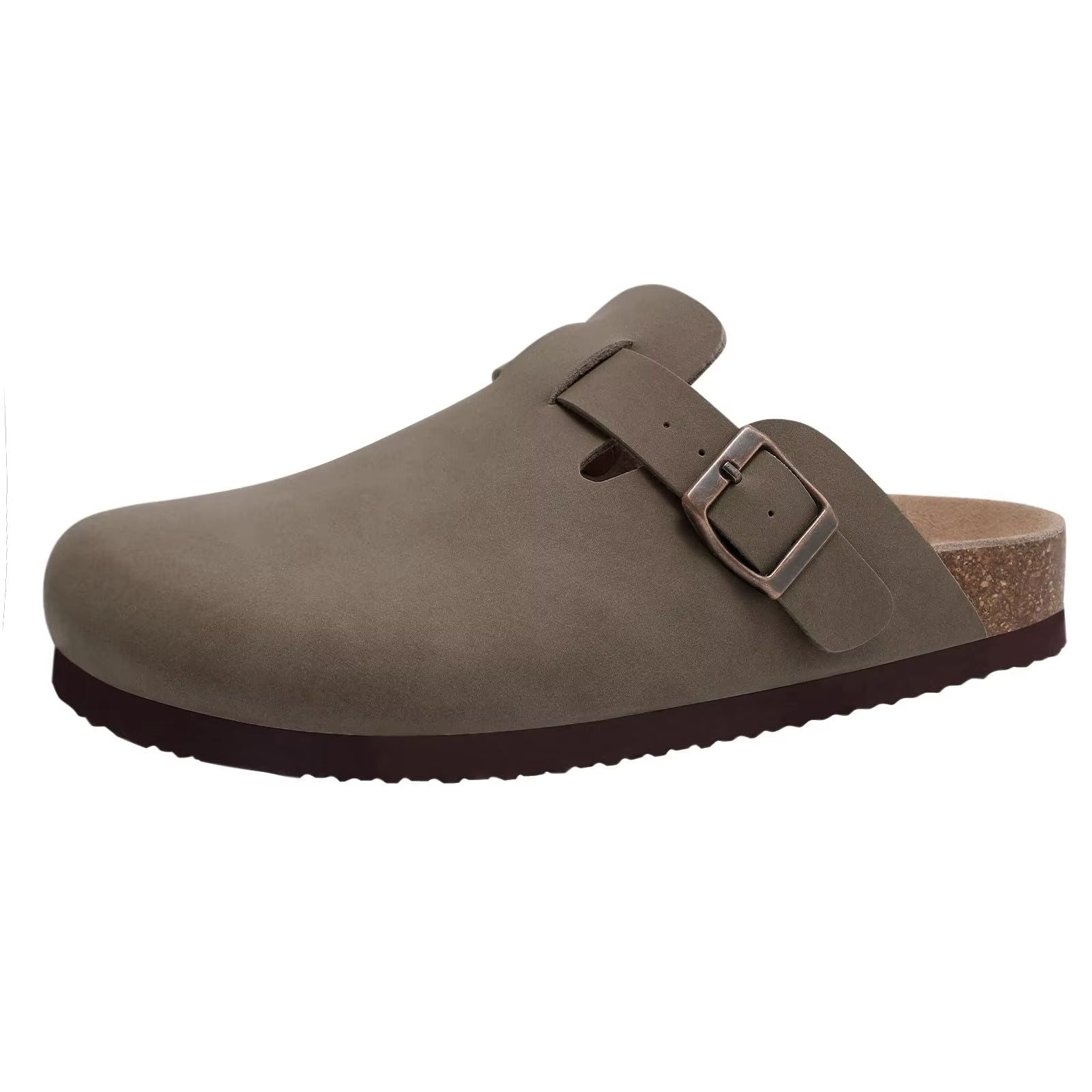 Comwarm Mens Cork Footbed Slide Sandals Adjustable Buckle Leather Summer Sandals 12