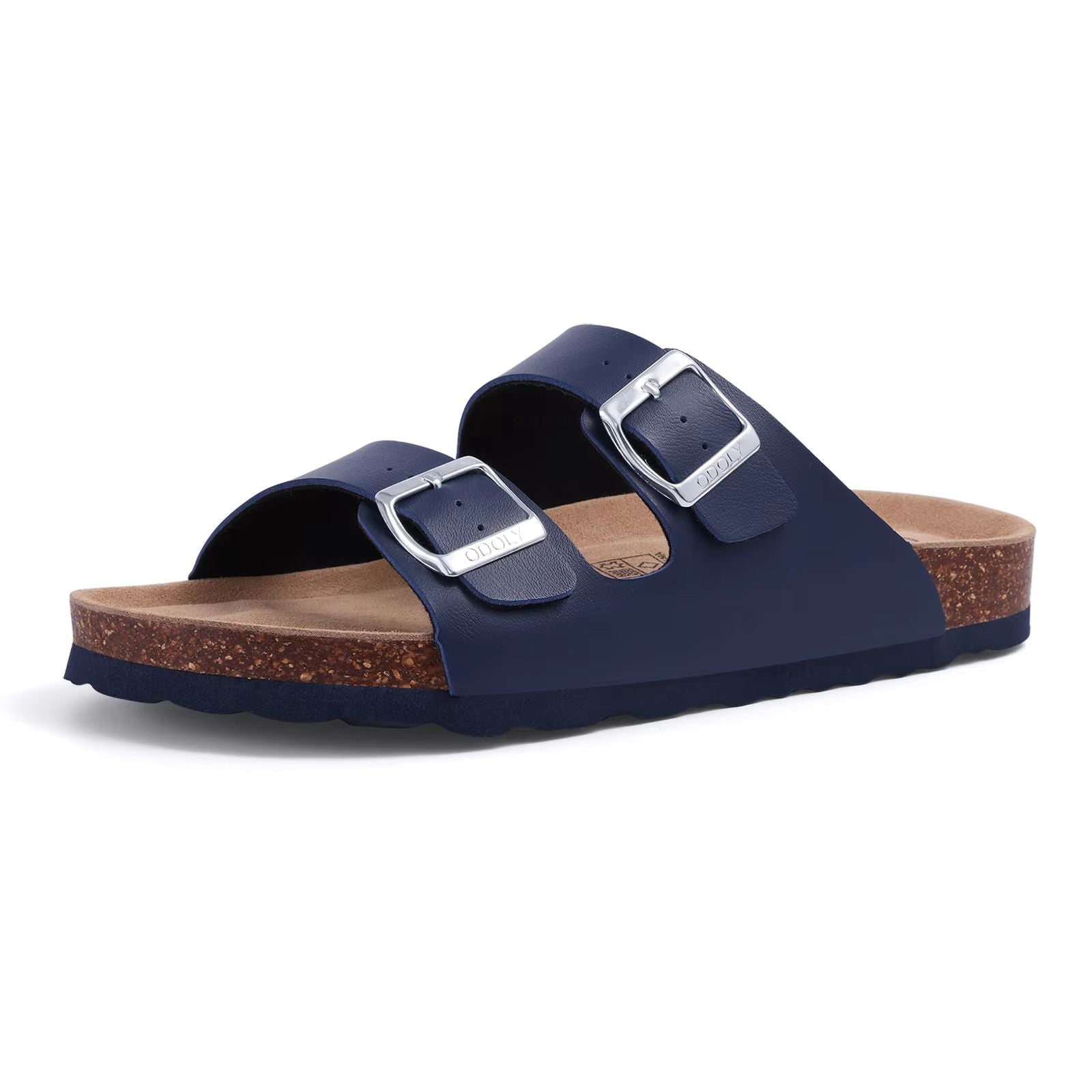 Comwarm Mens Cork Footbed Slide Sandals Adjustable Buckle Leather Summer Sandals 6