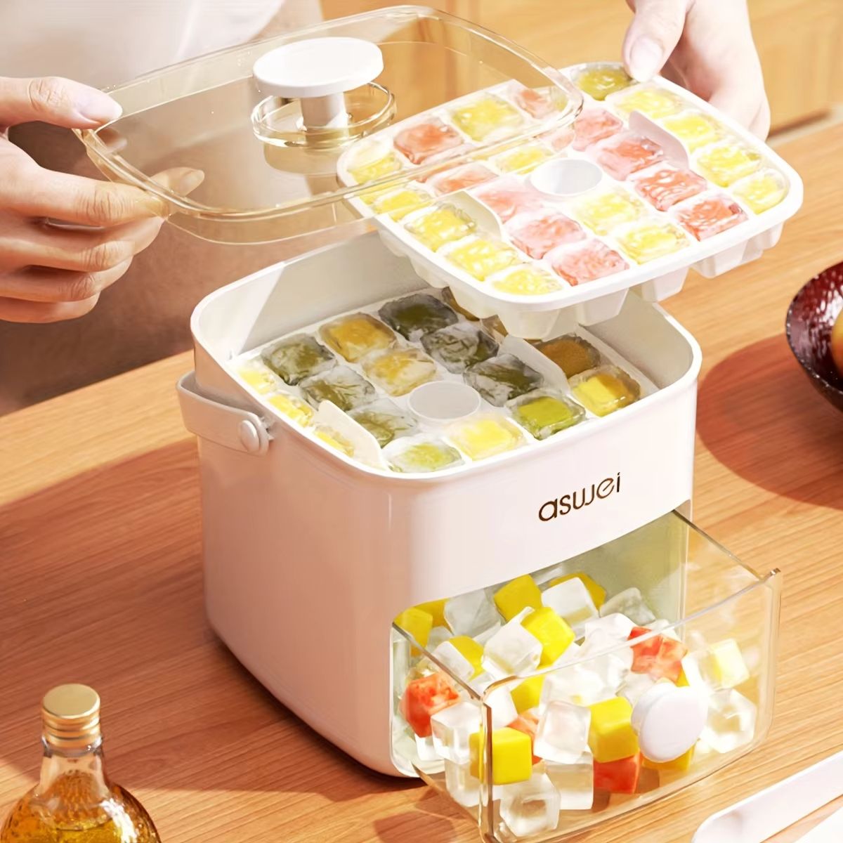 48 Compartment Ice Cube Tray Large Capacity Double Layer Food Grade Freezer Mold 3
