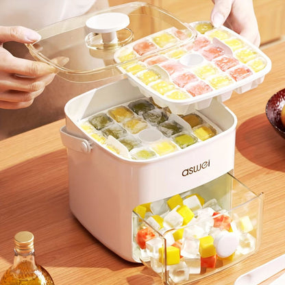 48 Compartment Ice Cube Tray Large Capacity Double Layer Food Grade Freezer Mold 3