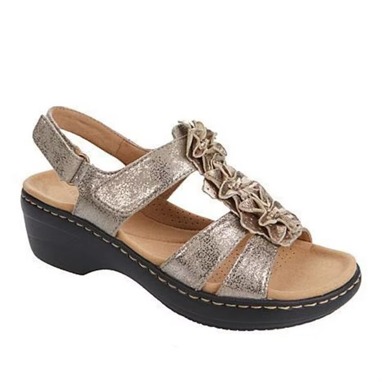 Womens Summer Wedge Sandals With Flower Design Comfortable Orthopedic Peep Toe Shoes 4