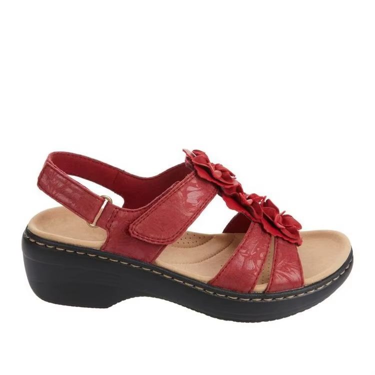 Womens Summer Wedge Sandals With Flower Design Comfortable Orthopedic Peep Toe Shoes 10