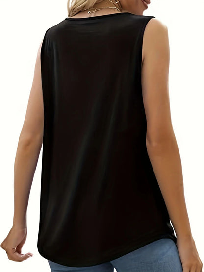 Plus Size Lace Trim Sleeveless Tank Top 1