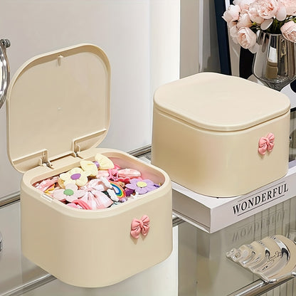 Hair Accessories Organizer for Girls, Hair Tie Headband Storage Box for Bows, and Swab Organization Bathroom Containers